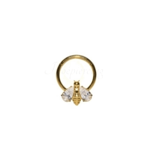 SEGMENTO CLICKER AÇO PVD GOLD ABELHA C/ PEDRA - Imagem 1