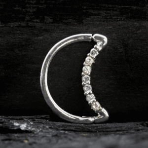 LUA CLICKER CRAVEJADA OURO 18K - BRANCO - AAO10 - Imagem 1