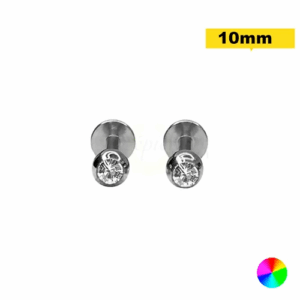 LABRET TITÂNIO NATURAL C/ STRASS  - 1.2 X 10 X 3MM - Imagem 1
