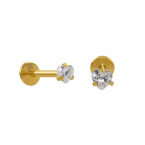LABRET TITÂNIO PVD GOLD R/I CORAÇÃO C/ ZIRCÔNIA - Imagem 1