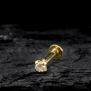 LABRET R/I OURO 18K PONTO DE LUZ - 1.2 X 6 X 2MM - CO63 - Imagem 1
