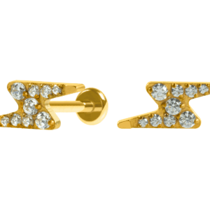 LABRET AÇO R/I RAIO CRAVEJADO  - PVD GOLD - Imagem 1