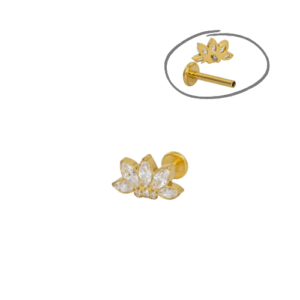 LABRET TITÂNIO PVD GOLD R/I CLUSTER 5 PEDRAS MOD3 - Imagem 1