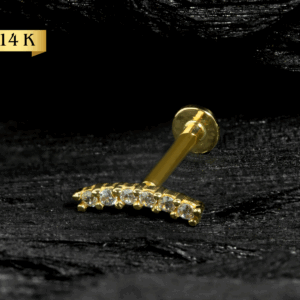 LABRET OURO 14K BARRINHA C/ ZIRCÔNIA - C237 - Imagem 1