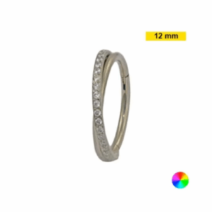 ARGOLA SEG. CLICKER TITÂNIO INFINITO C/ PEDRA - 12MM - Imagem 1