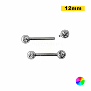 MAMILO TITÂNIO C/ PEDRA R/I - 1.6 X 12MM - Imagem 1