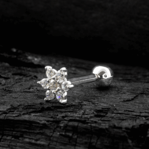 MICRO RETO MINI FLOR OURO 18K - BRANCO - Imagem 1