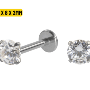 LABRET TITÂNIO R/I C/ ZIRCÔNIA  - 1.2 X 8 X 2MM - Imagem 1