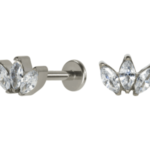 LABRET TITÂNIO R/I LÓTUS C/ PEDRA - CRISTAL - Imagem 1