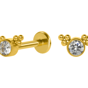LABRET AÇO R/I INDIANO C/ ZIRCÔNIA - PVD GOLD - Imagem 1