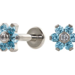 LABRET TITÂNIO R/I FLOR C/ ZIRCÔNIA MOD2 - AZUL - Imagem 1