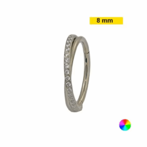 ARGOLA SEG. CLICKER TITÂNIO INFINITO C/ PEDRA - 8MM - Imagem 1