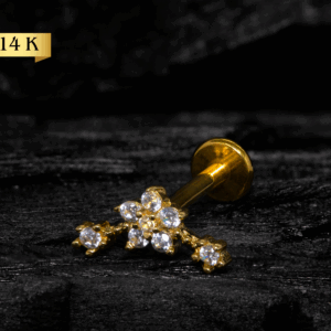 LABRET OURO 14K R/I FLOR - CO240 - Imagem 1