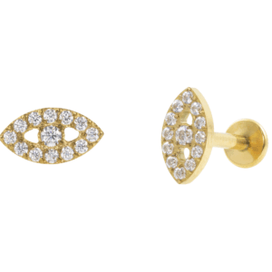 LABRET TITÂNIO R/I OLHO CRAVEJADO C/ ZIRCÔNIA - PVD GOLD - Imagem 1