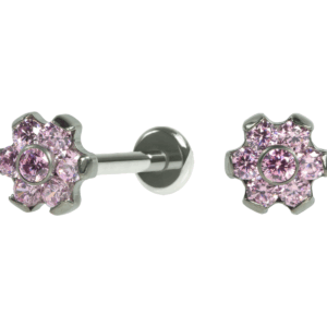 LABRET TITÂNIO R/I FLOR C/ ZIRCÔNIA MENOR - ROSA - Imagem 1