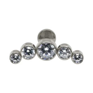 LABRET AÇO R/I CLUSTER 5 PEDRAS - CRISTAL - Imagem 1