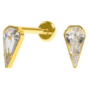LABREI TITÂNIO R/I GOTA C/ PEDRA MAIOR - PVD GOLD - Imagem 1