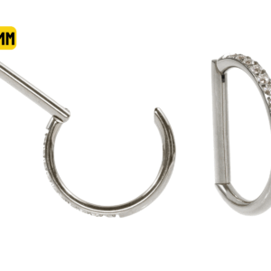 MEIA ARGOLA CLICKER TITÂNIO METADE CRAVEJADA - 10MM - Imagem 1