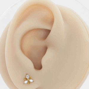 LABRET TITÂNIO R/I TRIÂNGULO/ TRINITY C/ ZIRCÔNIA - PVD GOLD - Imagem 2