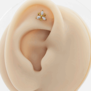 LABRET TITÂNIO R/I TRIÂNGULO/ TRINITY C/ ZIRCÔNIA - PVD GOLD - Imagem 4