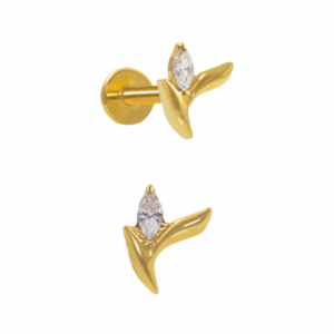 LABRET TITÂNIO R/I RAMO PEQUENO C/ ZIRCÔNIA - PVD GOLD - Imagem 1