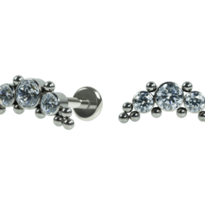 LABRET TITÂNIO R/I CLUSTER INDIANO C/ PEDRA - CRISTAL - Imagem 1