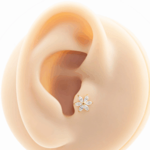 LABRET TITÂNIO R/I FLOR CRAVEJADA C/ ZIRCÔNIA - NATURAL - Imagem 5