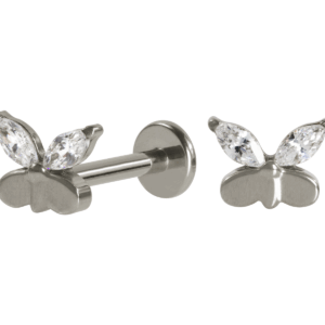 LABRET TITÂNIO R/I BORBOLETA C/ ZIRCÔNIA MOD3 - Imagem 1