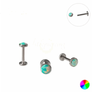 LABRET TITÃNIO R/I FLAT C/ OPALA BOREAL - 6 X 3MM - Imagem 1
