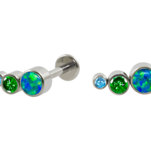 LABRET TITÂNIO R/I 3 PEDRAS MULTICOLOR - VERDE - Imagem 1