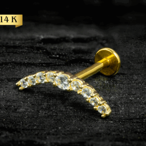 LABRET OURO 14K R/I S CLUSTER CRAVEJADO - CO154 - Imagem 1
