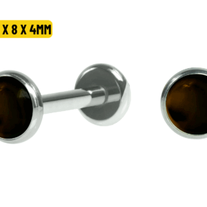 LABRET TITÂNIO R/I TOPO COPINHO OLHO DE TIGRE -1.6 X 8 X 4MM - Imagem 1