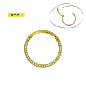 SEGMENTO CLICKER TIT PVD GOLD 3 FILEIRAS CRAVEJADAS - 8MM - Imagem 1
