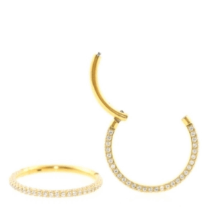 SEGMENTO CLICKER TIT PVD GOLD 3 FILEIRAS CRAVEJADAS - 8MM - Imagem 2
