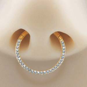 SEGMENTO CLICKER TIT PVD GOLD 3 FILEIRAS CRAVEJADAS - 8MM - Imagem 4
