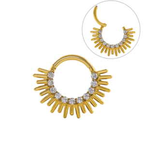 SEGMENTO CLICKER TITÂNIO FRONTAL C/ ZIRCÔNIA - PVD GOLD - Imagem 1