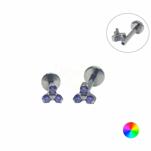 LABRET TITÂNIO R/I TRINITY C/ ZIRCÔNIA - LILÁS - Imagem 1