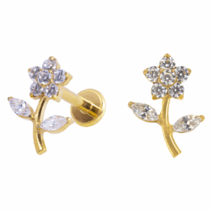 LABRET TITÂNIO PVD GOLD R/I FLOR COMPLETA - Imagem 1
