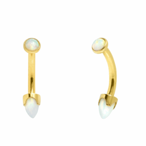 MICRO CURVO TITÂNIO PVD GOLD R/I C/ OPALA BOREAL - Imagem 1
