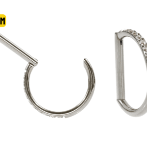 MEIA ARGOLA CLICKER TITÂNIO METADE CRAVEJADA - 8MM - Imagem 1