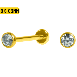 LABRET TITANIO PVD PONTO DE LUZ PUSH PIN - 1.0 x 6 X 2MM - Imagem 1