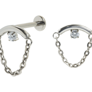 LABRET TITÂNIO R/I BARRA C/ CORRENTE E PONTO DE LUZ MOD2 - Imagem 1