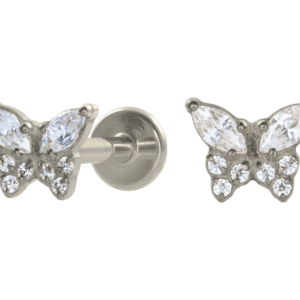 LABRET TITÂNIO R/I BORBOLETA C/ ZIRCÔNIA MINI - Imagem 1