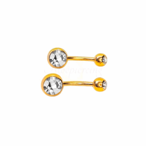 BANANA BELL AÇO PVD GOLD C/ STRASS 2 PEDRAS - BRANCO G - Imagem 1