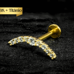 LABRET R/I TOPO OURO 18K + HASTE TIT PVD CLUSTER - CO154 - Imagem 1