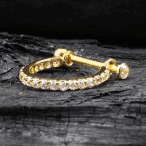 CONCH MEIA ARGOLA OURO 18K CRAVEJADO CH01 - AMARELO - Imagem 1