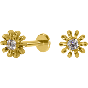LABRET TITÂNIO R/I FLOR C/ ZIRCÔNIA - PVD GOLD - Imagem 1