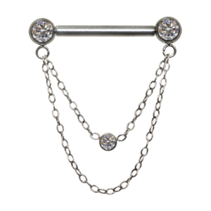 MAMILO TITÂNIO PUSH PIN CORRENTE C/ PEDRA - 1.6 X 14MM - Imagem 1