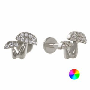 LABRET TITÂNIO R/I COGUMELOS CRAVEJADOS C/ ZIRCÔNIA - Imagem 1