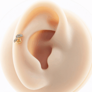LABRET TITÂNIO R/I COGUMELOS CRAVEJADOS C/ ZIRCÔNIA - Imagem 3